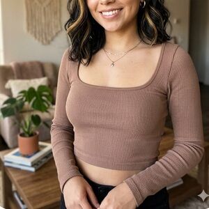 Zara Ribbed Tan Crop Top